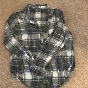 Aerie Olive Plaid Shirt